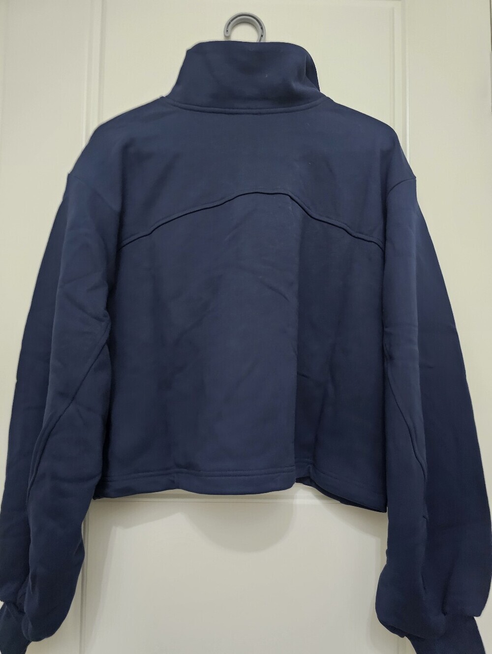 lululemon Terry Tennis  Navy Half-Zip Cropped Cowl Sweater, Size M - Picture 9 of 16